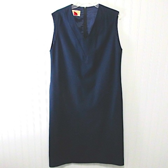 VTG Pendleton Blue Sleeveless Shift Wool Dress, Size L - Picture 4 of 6
